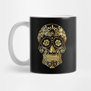 Golden Skull with Flower Eyes Mug